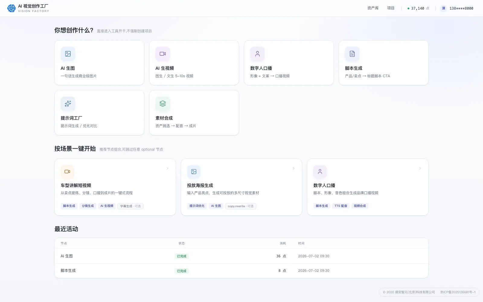 AI 视觉创作工厂界面